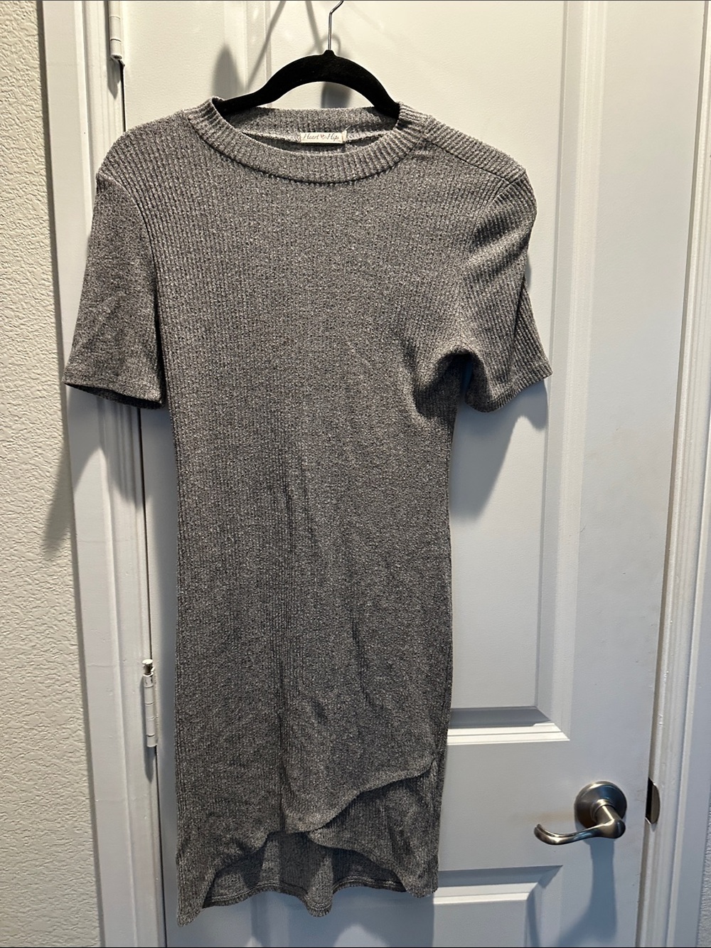 Heart Hips Ribbed Knit Dress - Gray